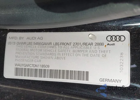 2013 Audi A7 3.0T Premium z USA, uszkodzony, nr VIN WAUYGAFC7DN118509